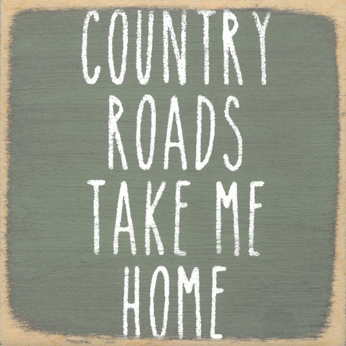 Country Roads 4x4 Block Sign