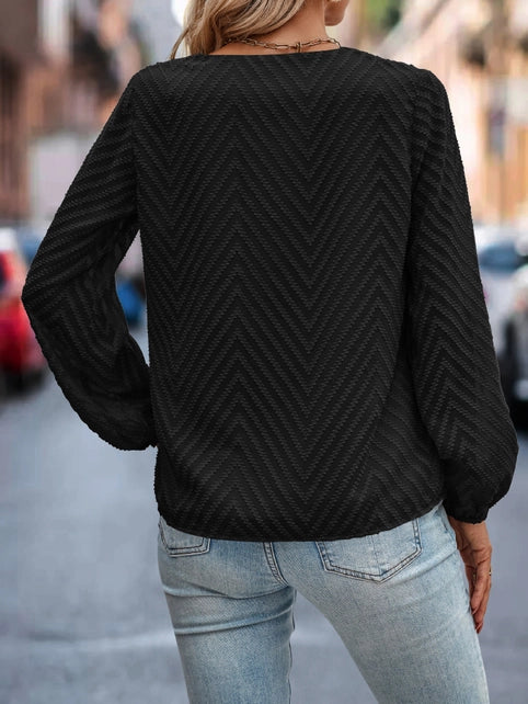 Chevron Textured Long Sleeve Top