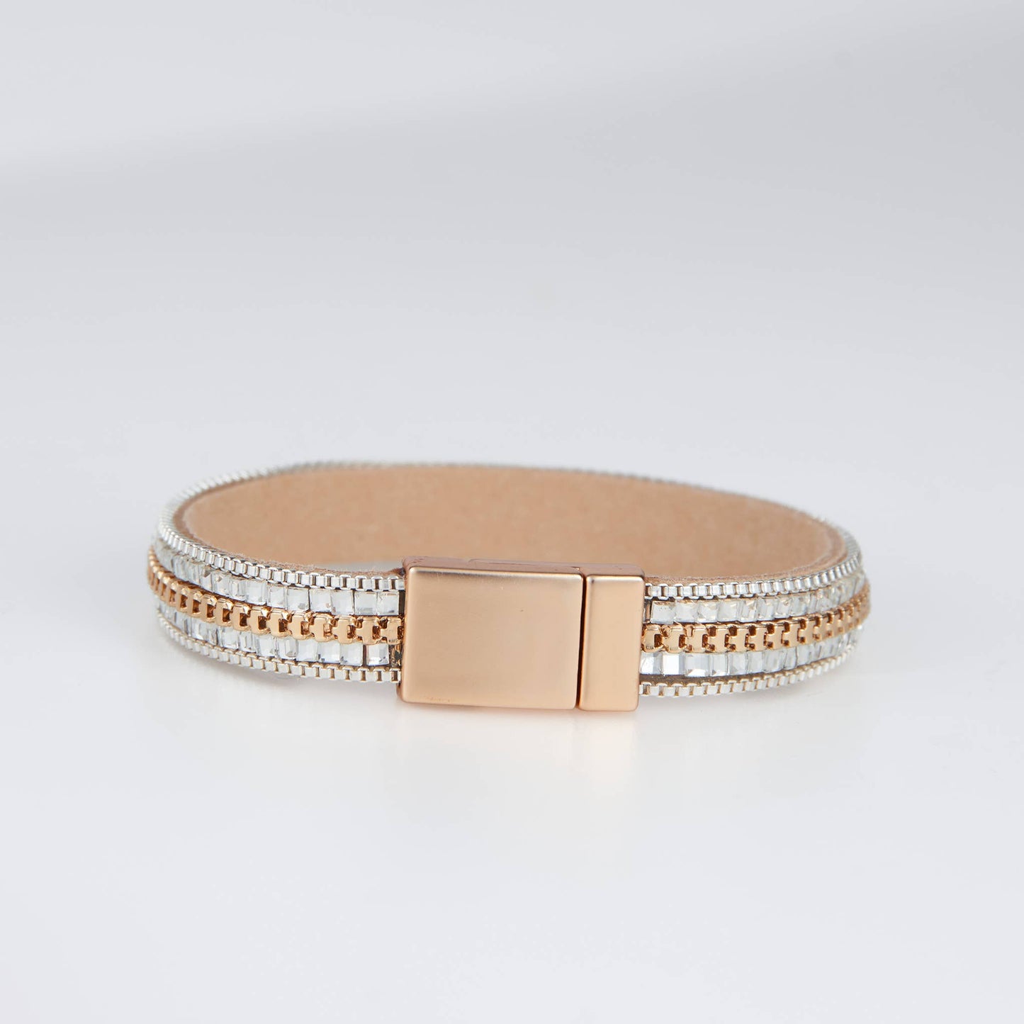 Marlie Two Tone Square Beaded Magnetic Bracelet
