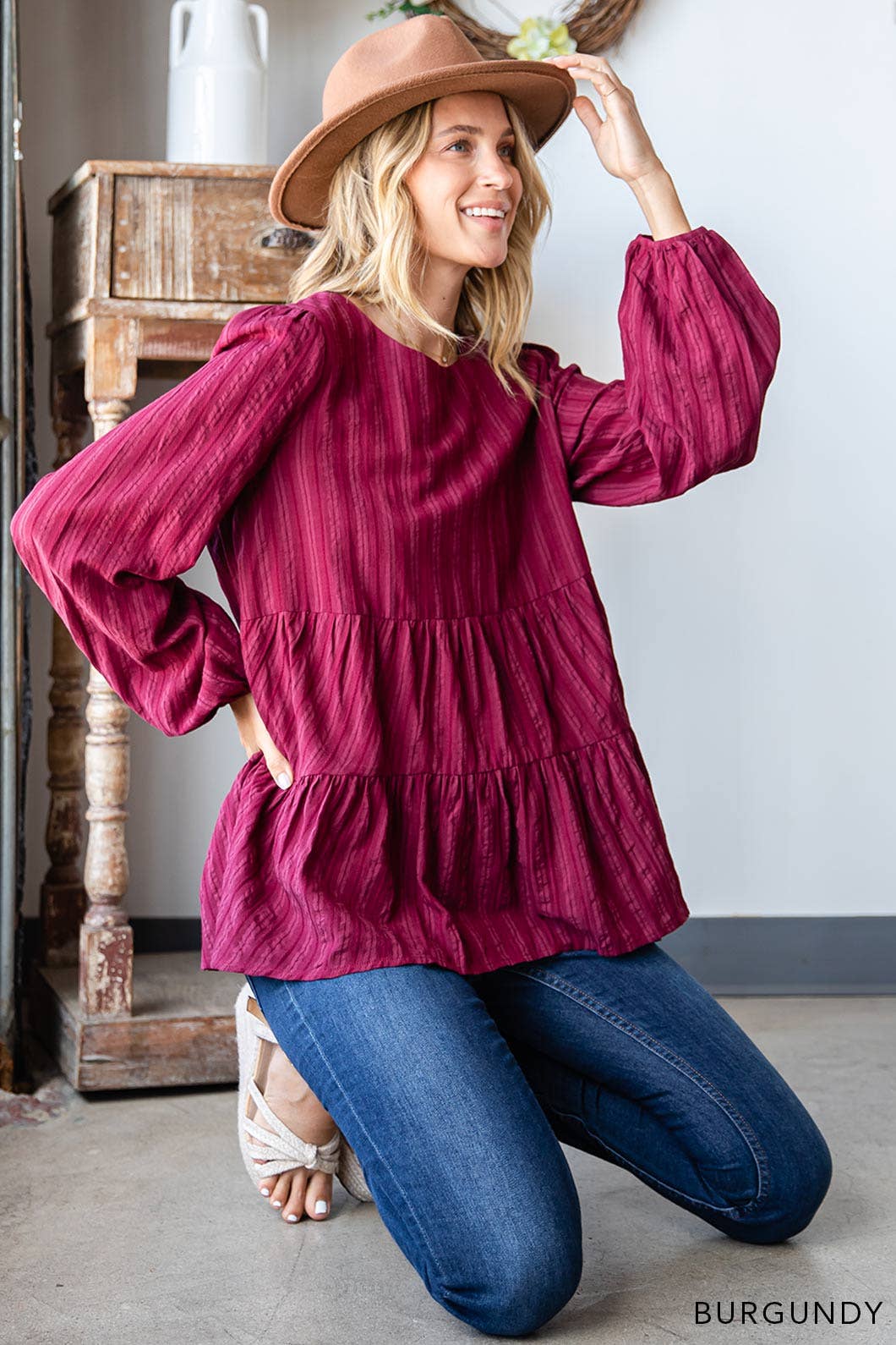 Women's Cotton Jacquard Stripe Top