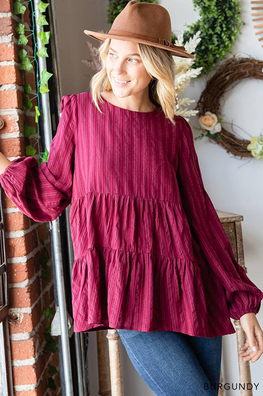 Women's Cotton Jacquard Stripe Top