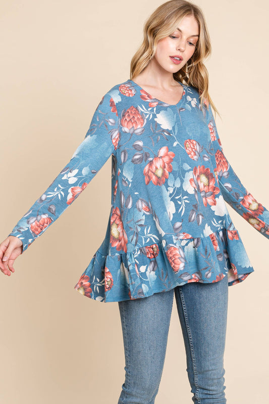 ETK-8512 Floral Swing Tunic Top