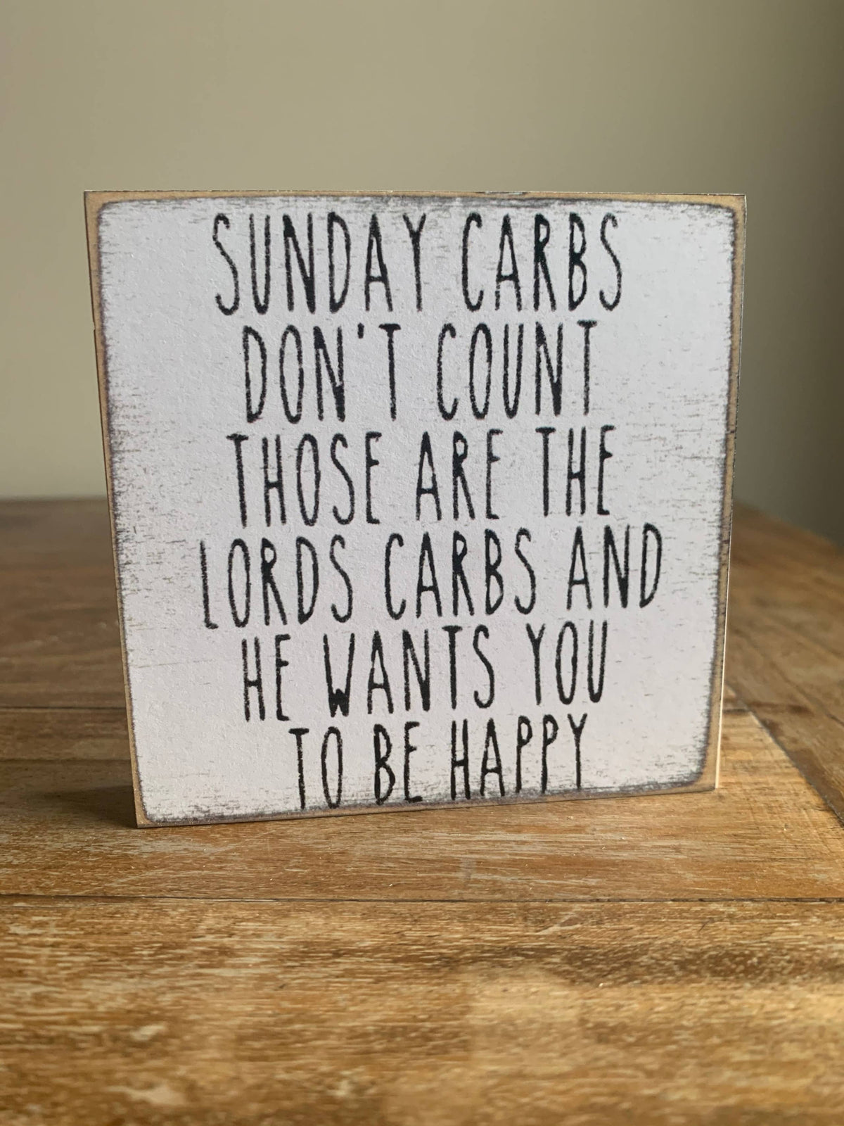 Sunday Carbs 4x4 Block Sign