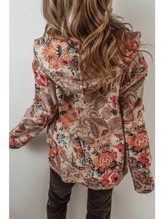 Paisley Print Sherpa Lined Jacket