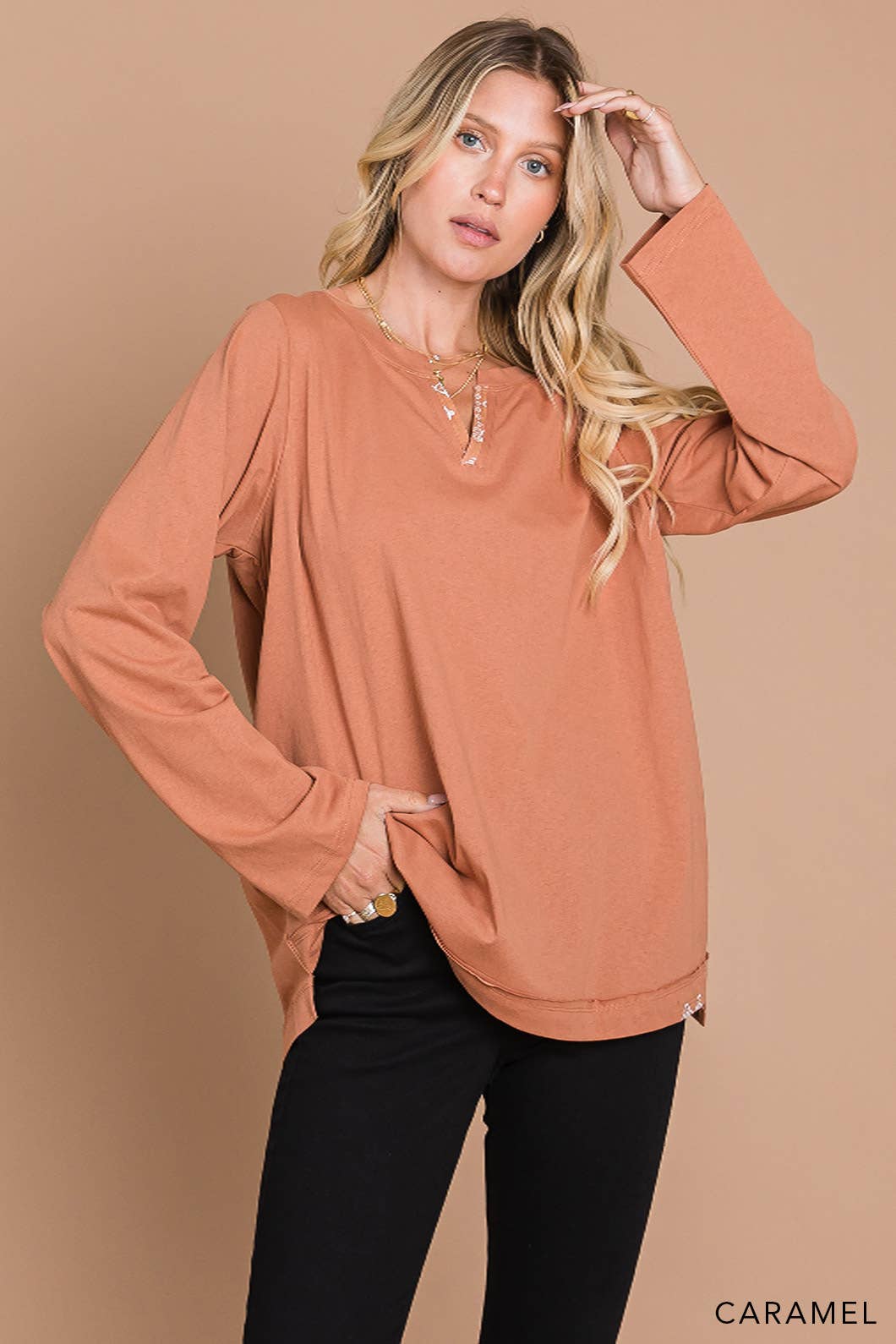 Classic Washed Cotton Knit Top for Women