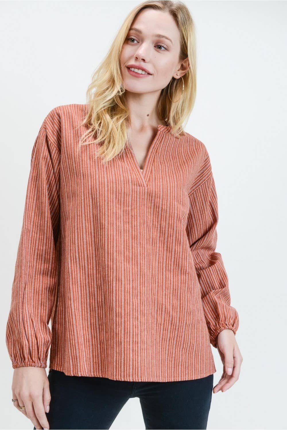 Women's Jacquard Open-Placket Cotton Blouse