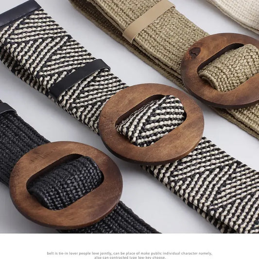 Round Buckle Fashion Stretch Belt