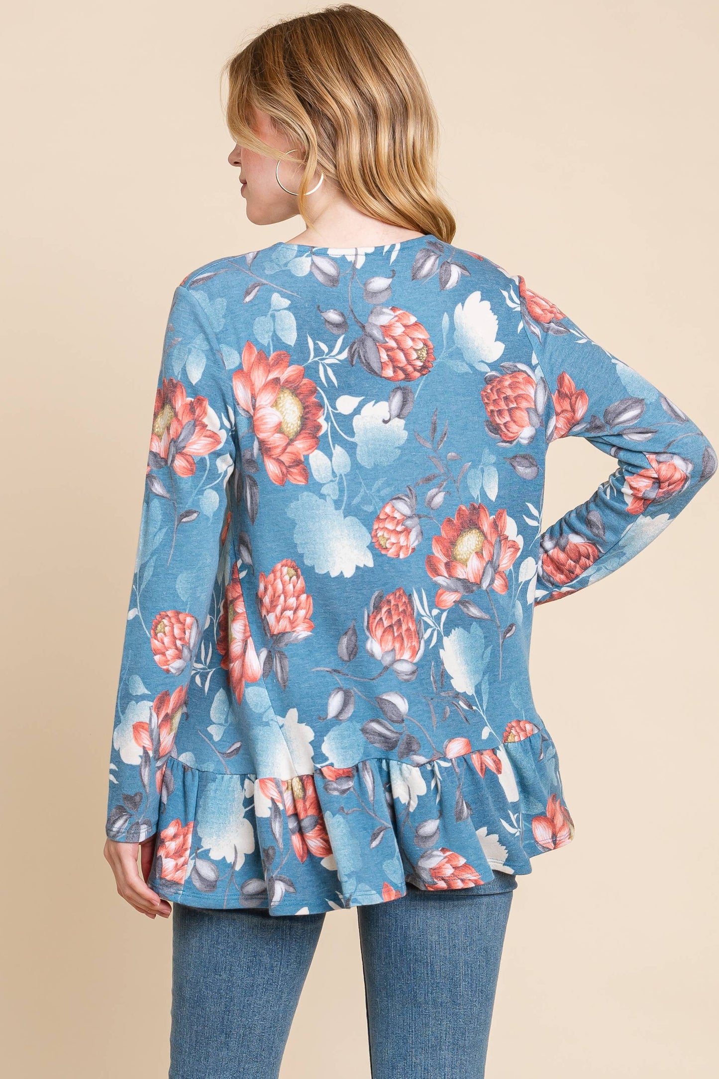 ETK-8512 Floral Swing Tunic Top