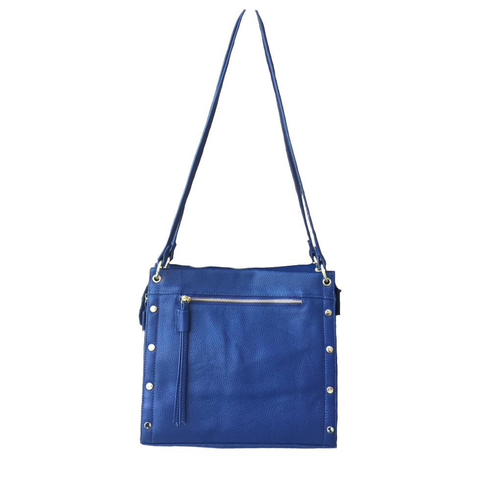 Cowhide leather shoulder bag with multiple pockets