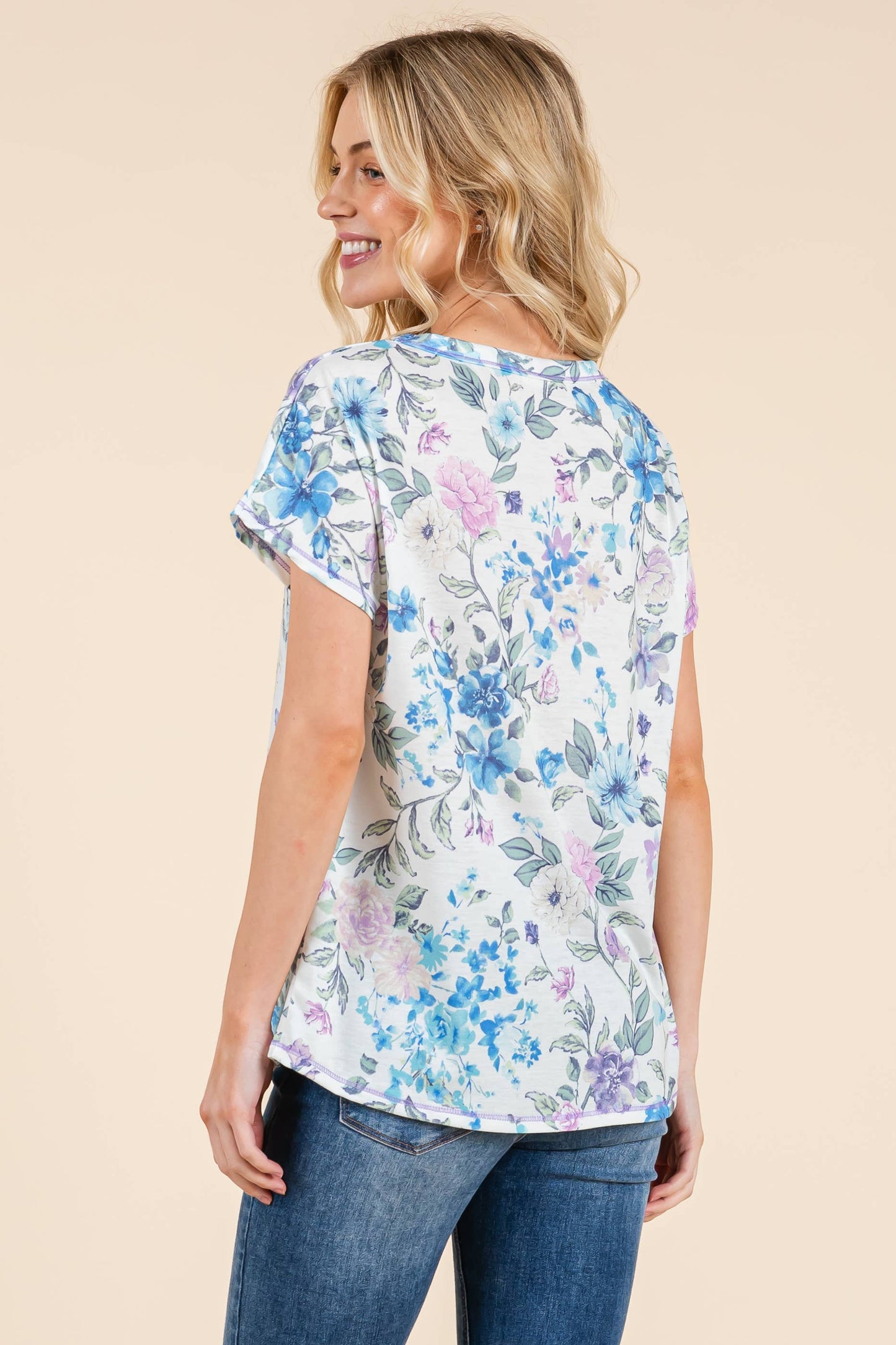 Lavender Breeze Floral Print Tee