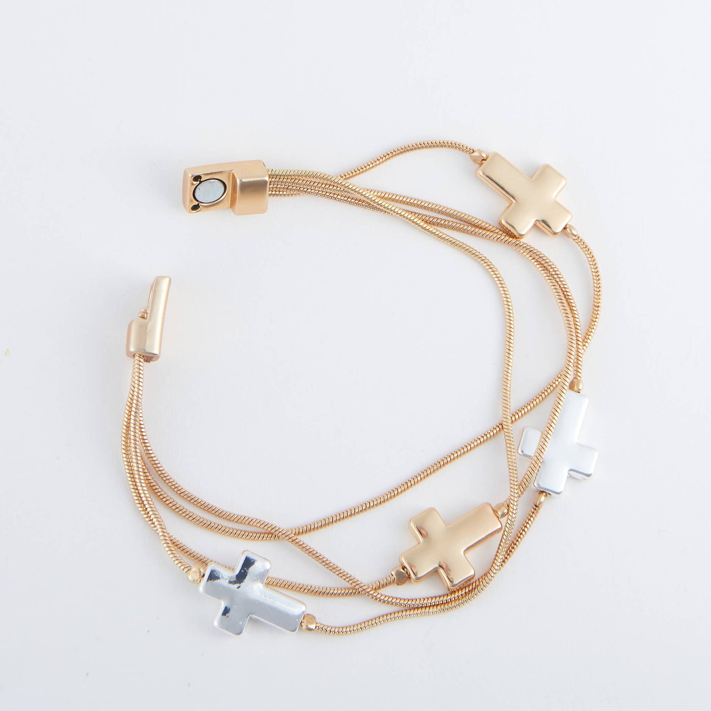 Cobie Multi Row Inspirational Cross Magnetic Bracelet