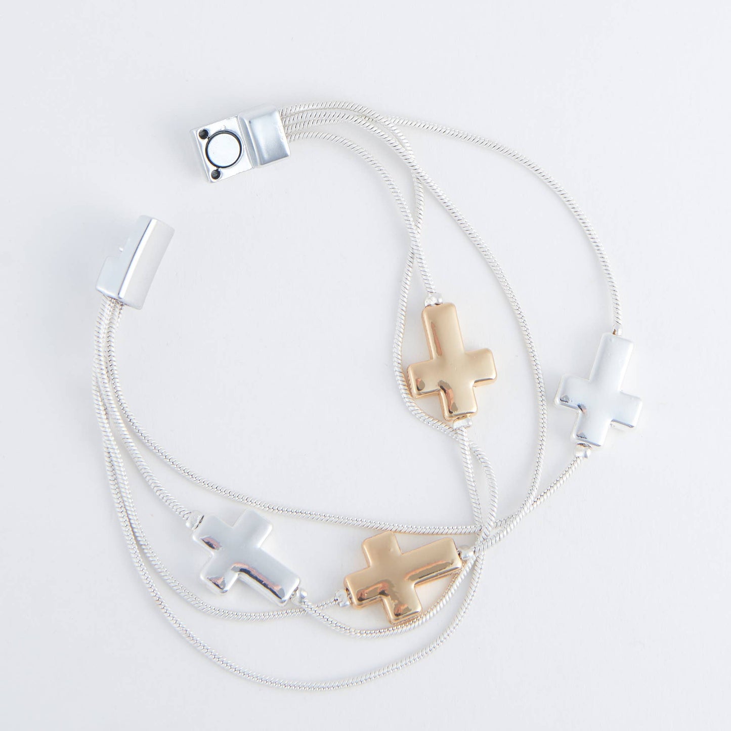 Cobie Multi Row Inspirational Cross Magnetic Bracelet