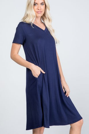 Basic Short Sleeve Tee Dress