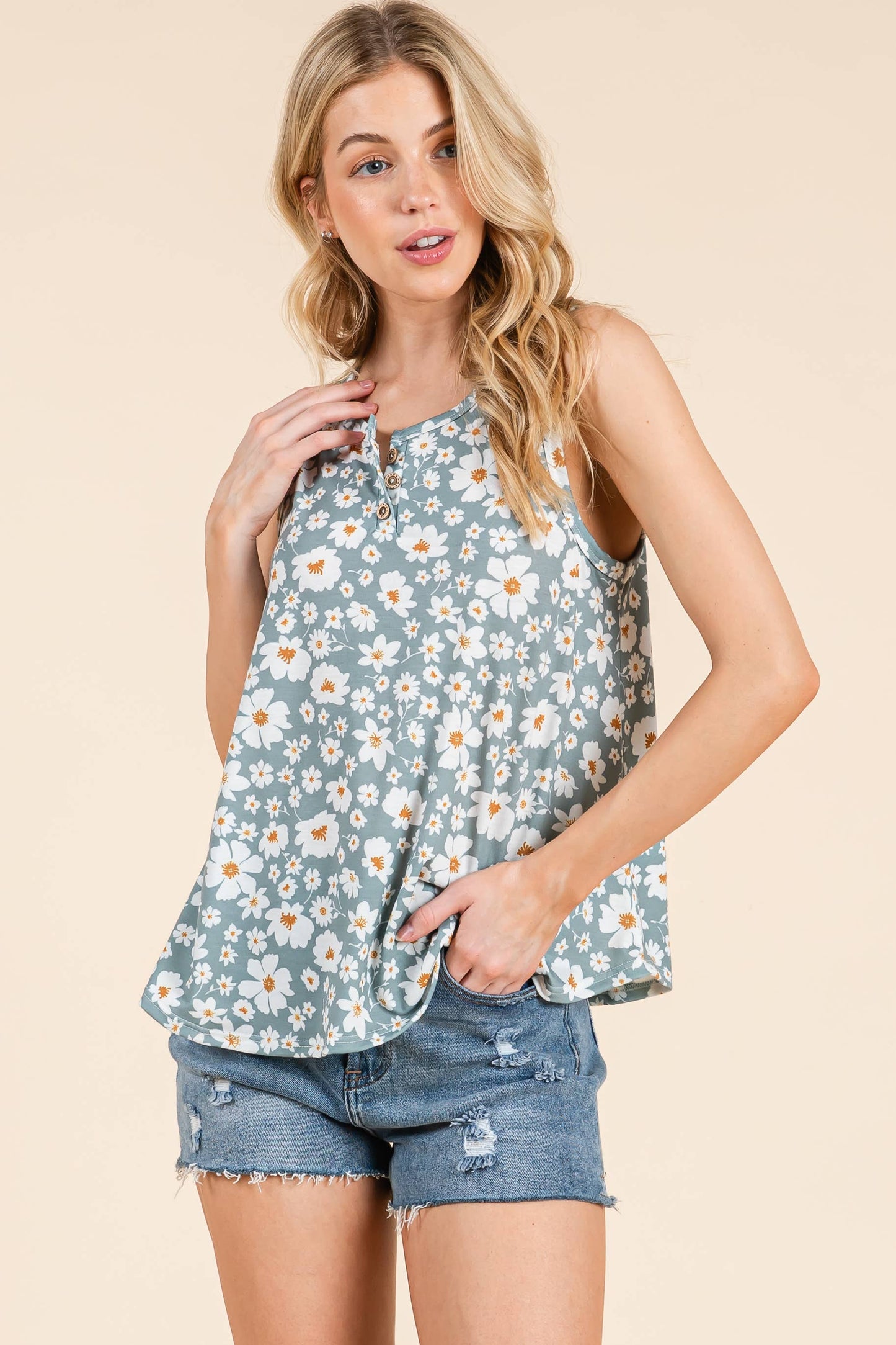 Daisy Floral Sleeveless Top