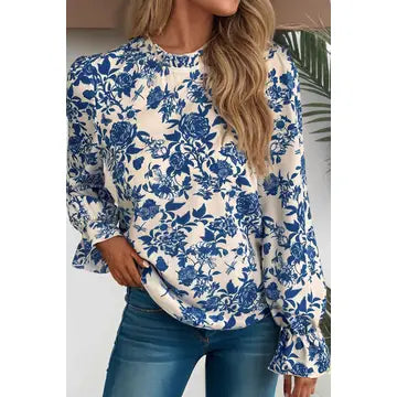 Floral High Neck Blouse