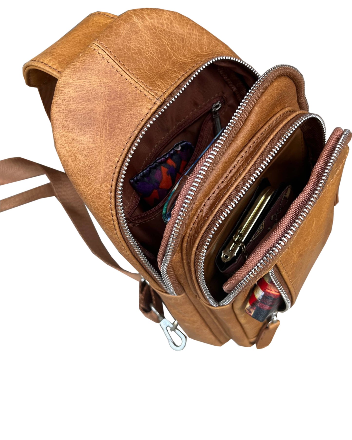 Cowhide Leather Sling Bag with Adjustable Strap