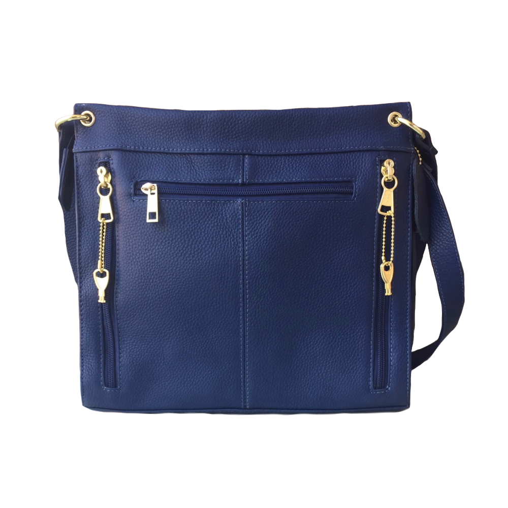 Cowhide leather shoulder bag with multiple pockets