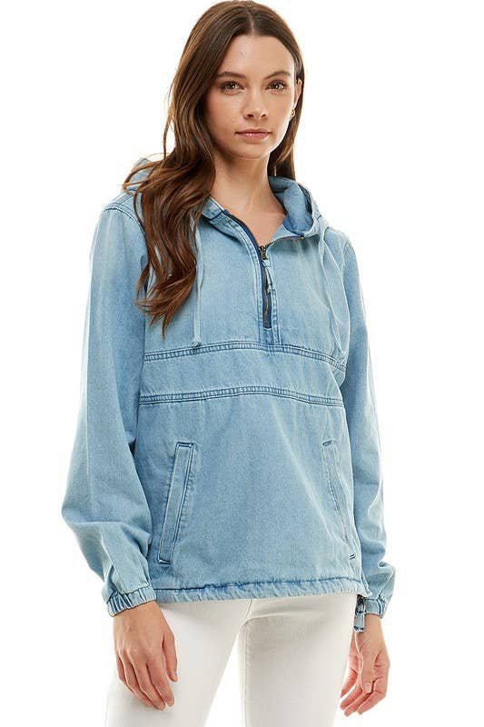 Women's Denim Jacket with Pullover Hood