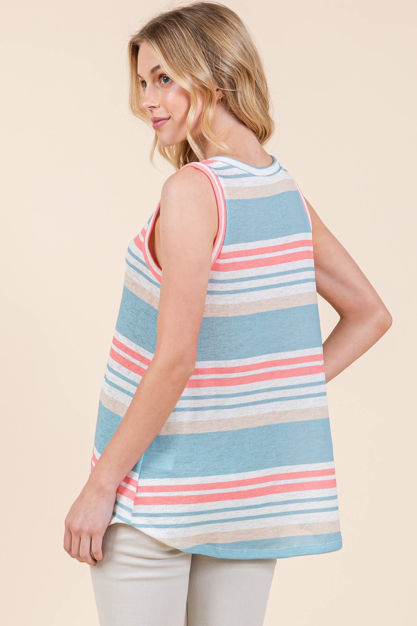 Stripes Sleeveless Knit Tank