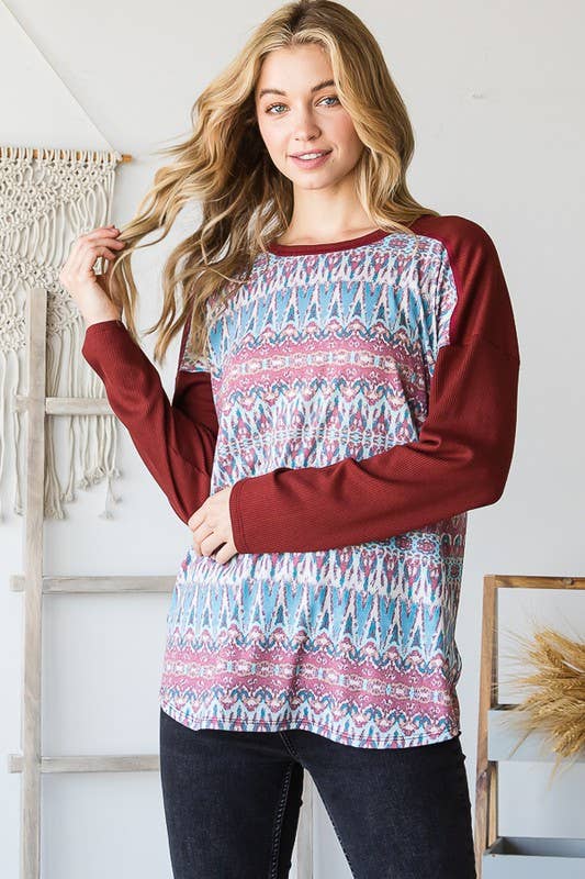 Solid Ribbed and Multi Color Top