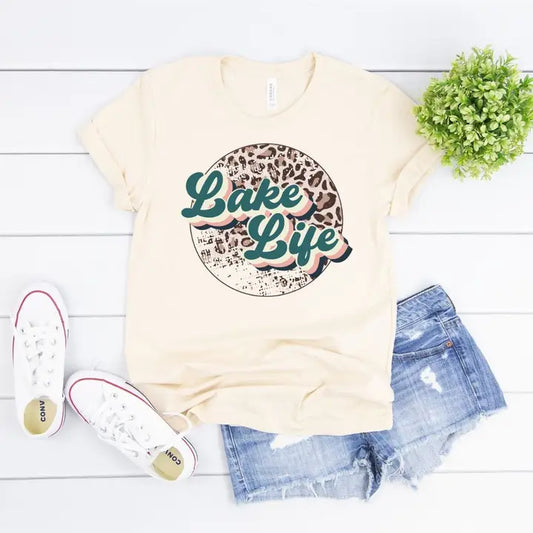 Lake Life Leopard Print Graphic Tee
