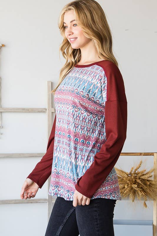 Solid Ribbed and Multi Color Top
