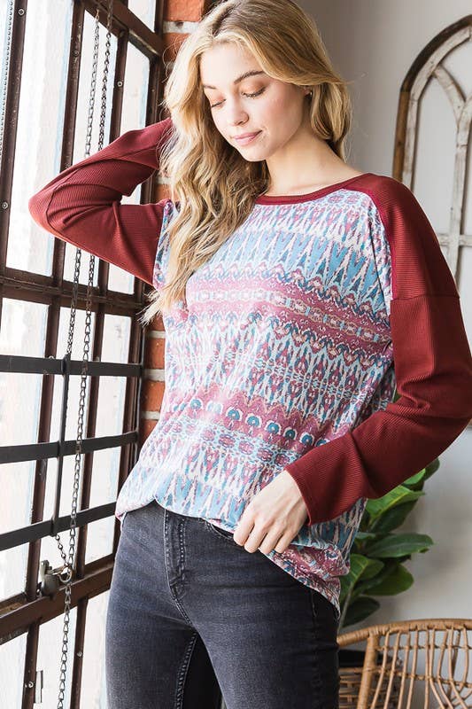 Solid Ribbed and Multi Color Top