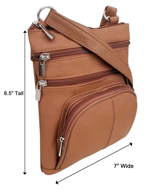 Leather Crossbody with Front Pouch Pocket