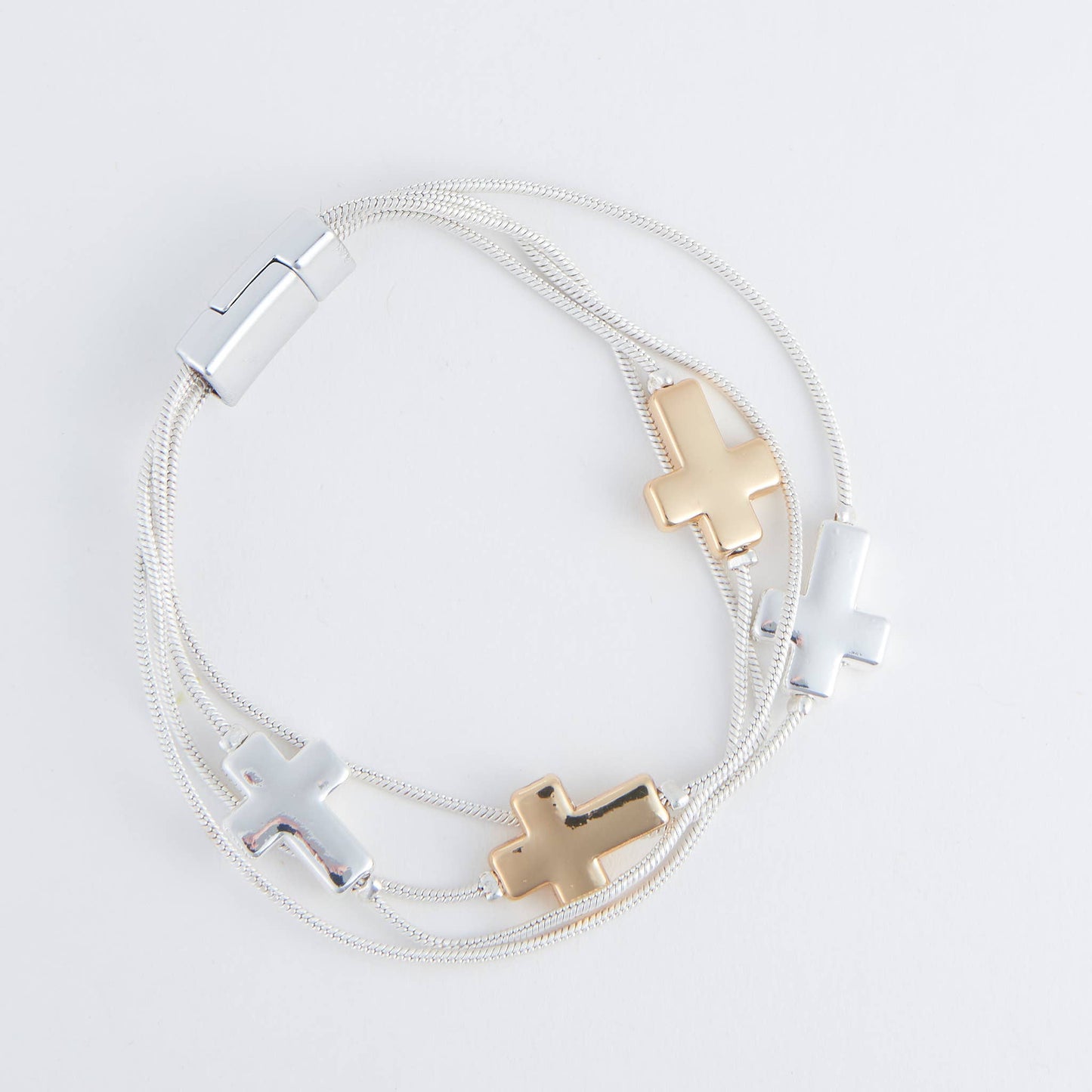 Cobie Multi Row Inspirational Cross Magnetic Bracelet