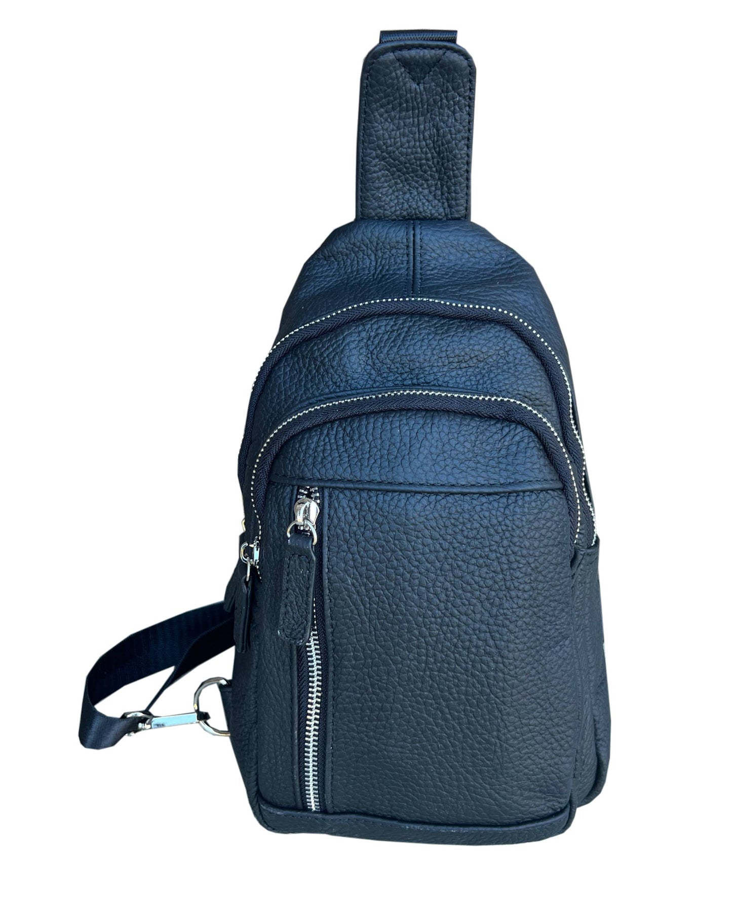 Cowhide Leather Sling Bag with Adjustable Strap