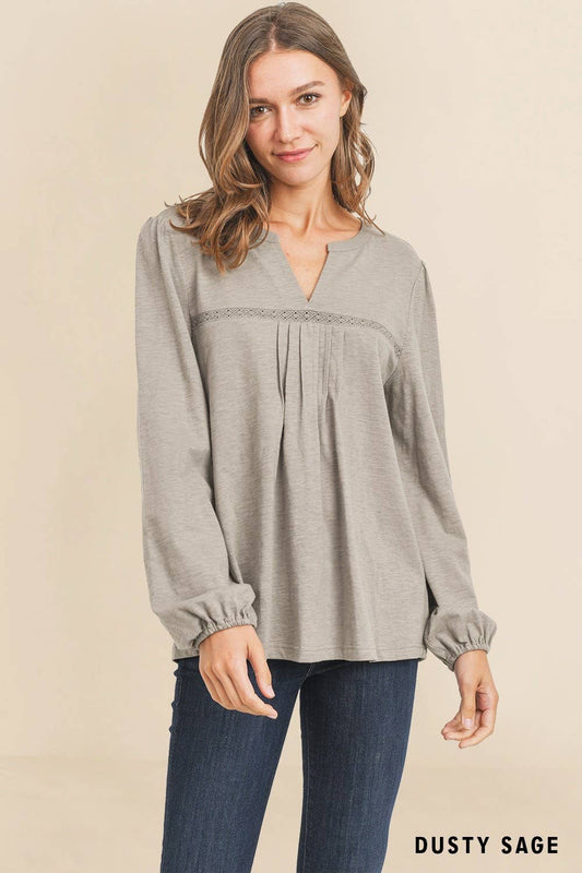 Casual Everyday Pintuck Detail Knit Top