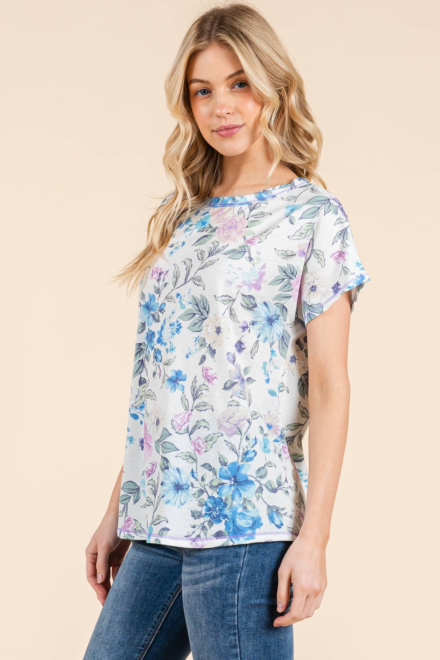Lavender Breeze Floral Print Tee