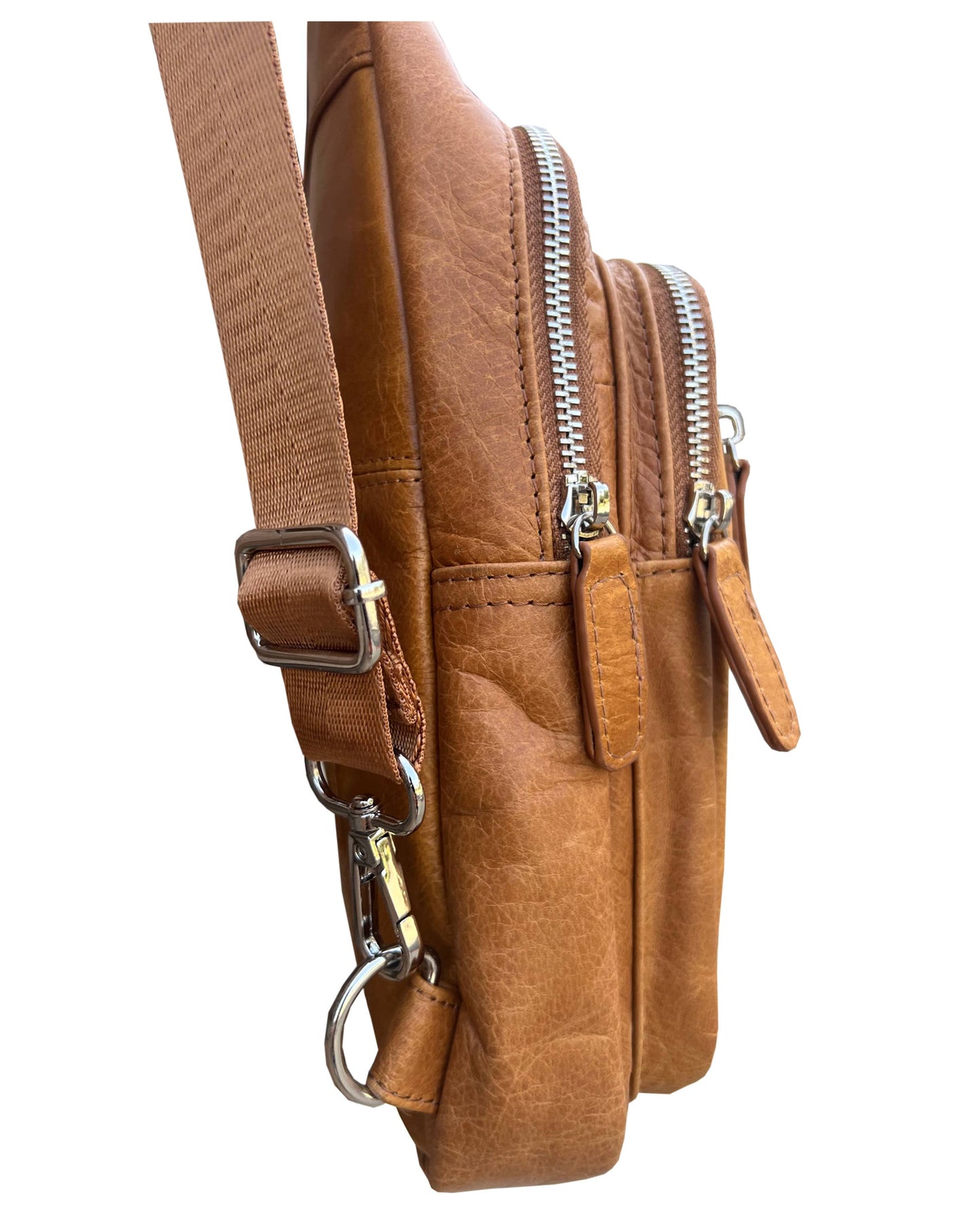 Cowhide Leather Sling Bag with Adjustable Strap