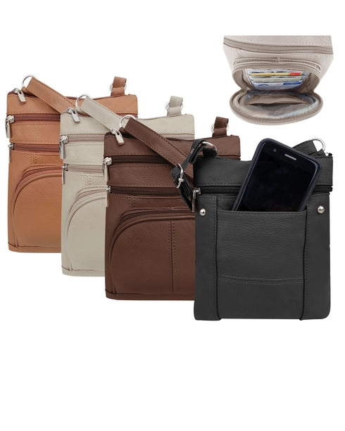Leather Crossbody with Front Pouch Pocket