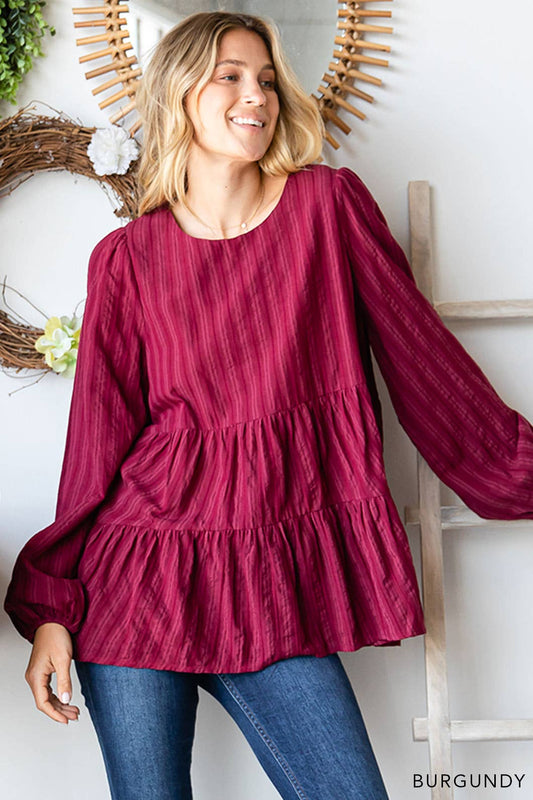 Women's Cotton Jacquard Stripe Top