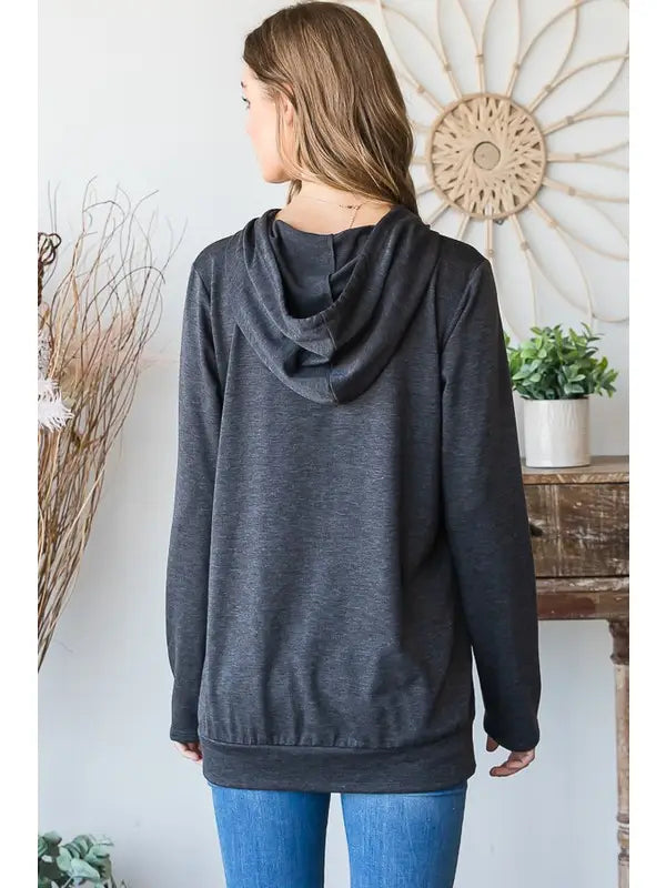 Hooded Top with Color Blocking