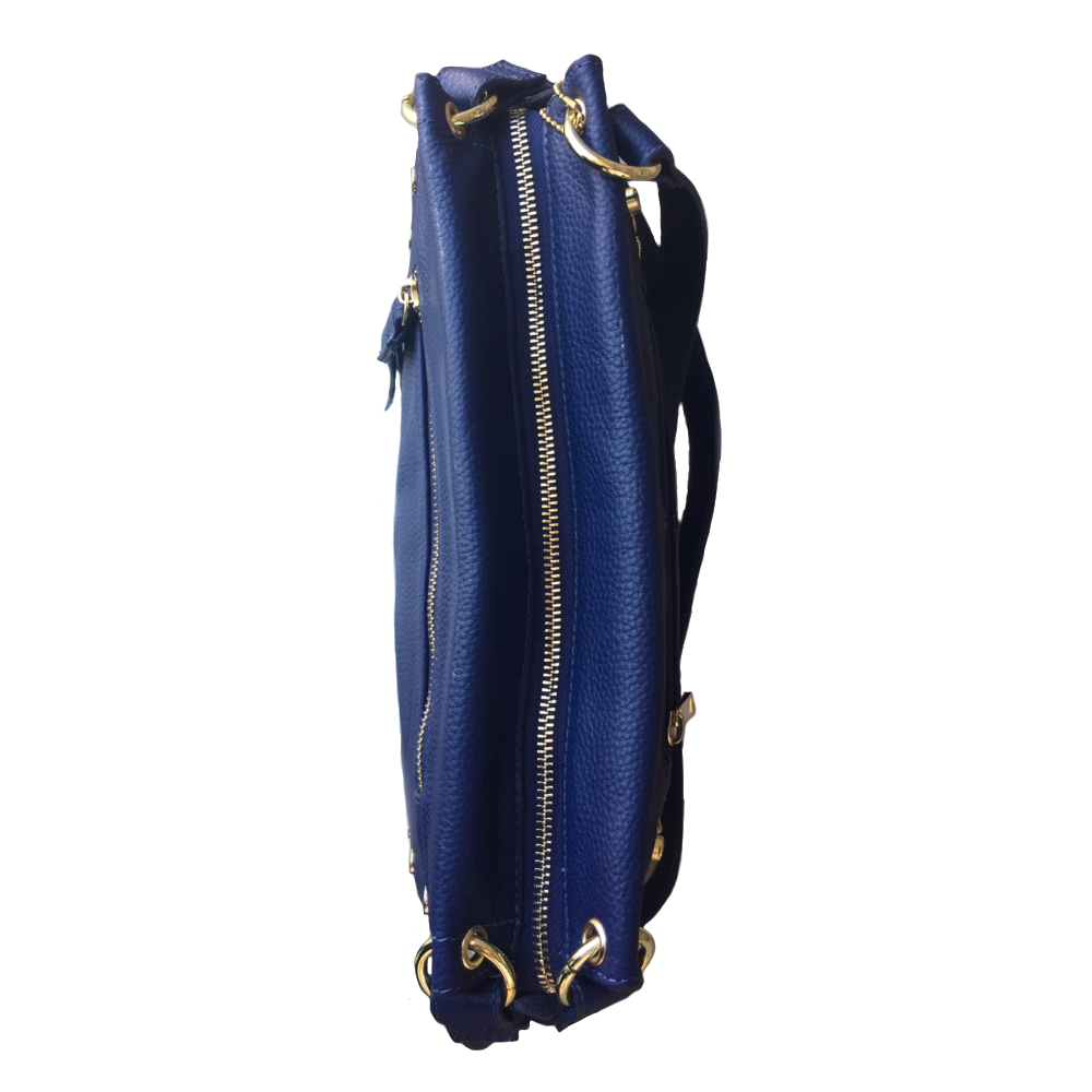 Cowhide leather shoulder bag with multiple pockets