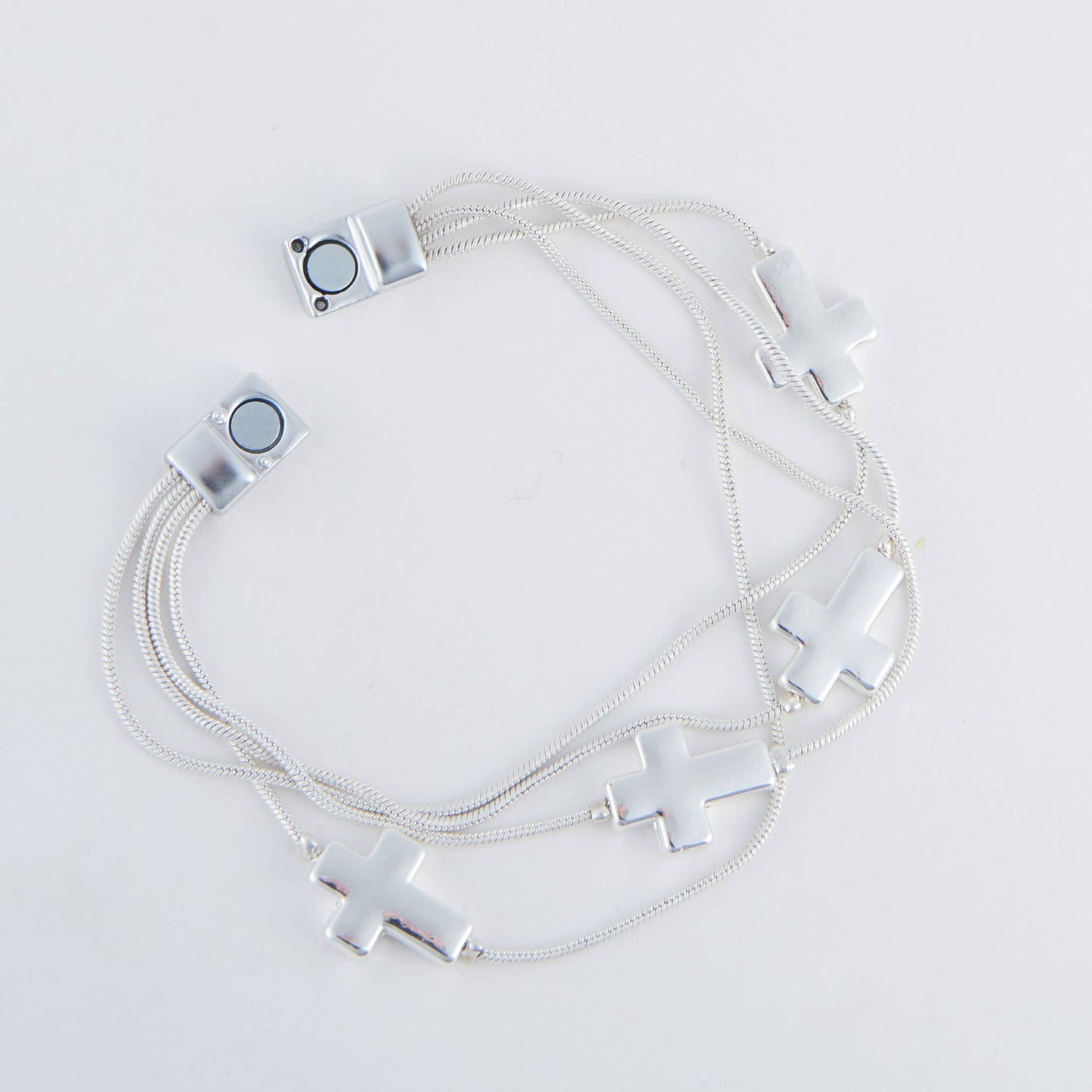 Cobie Multi Row Inspirational Cross Magnetic Bracelet