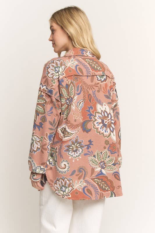 Paisley Urban Ribbed Button Up Shacket