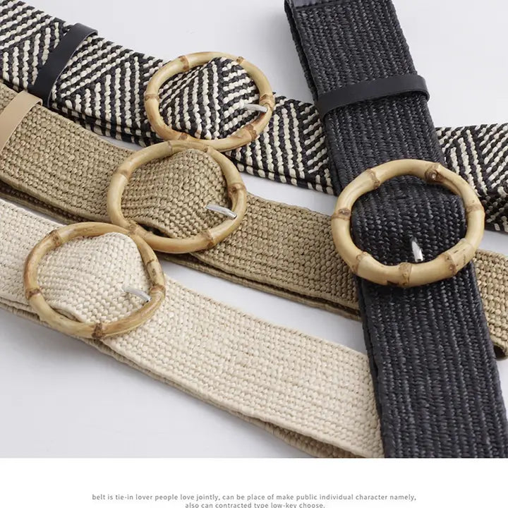 Round Buckle Fashion Stretch Belt