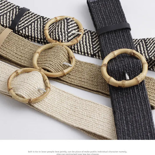 Round Buckle Fashion Stretch Belt