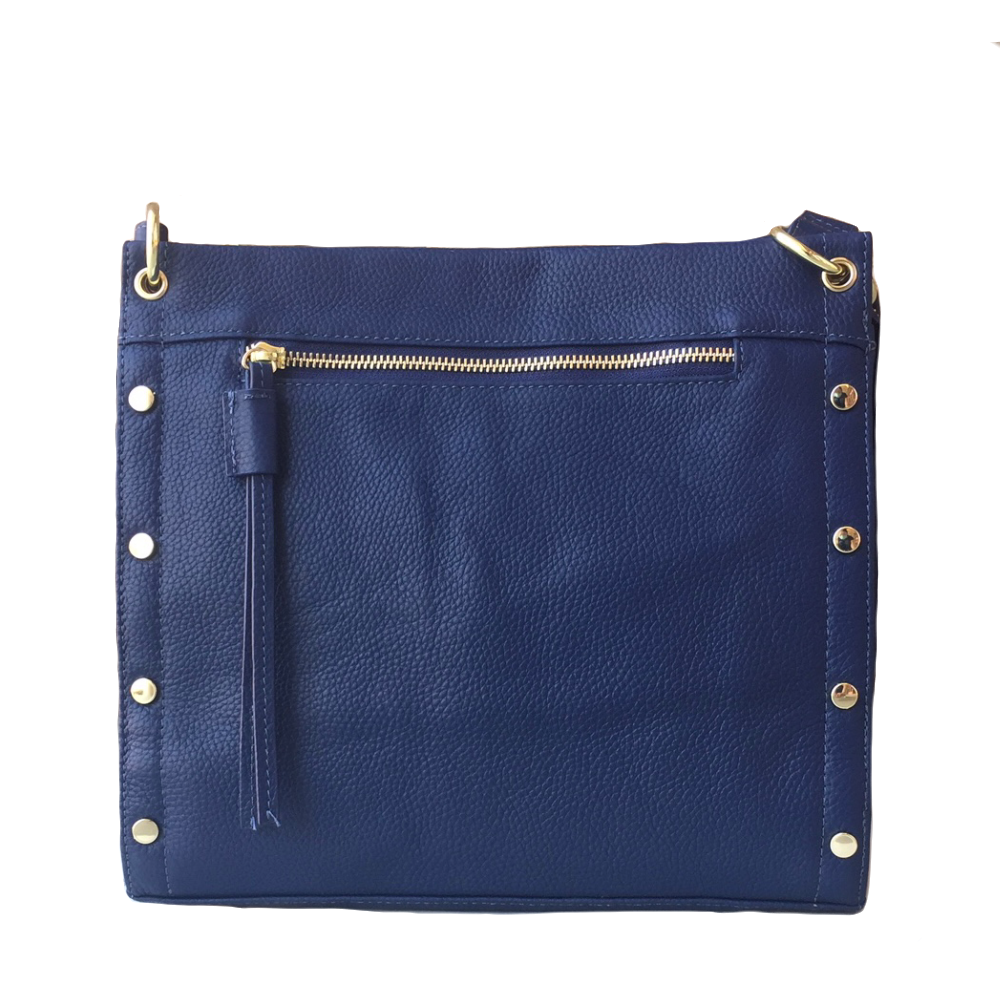 Cowhide leather shoulder bag with multiple pockets