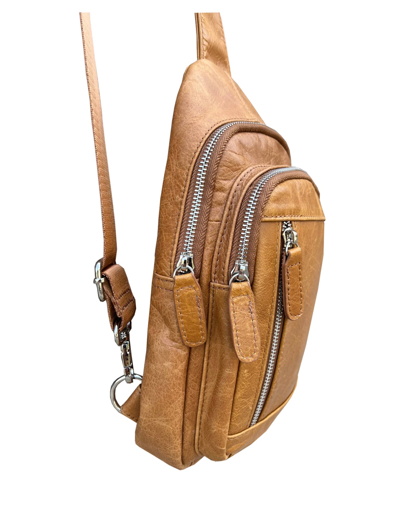 Cowhide Leather Sling Bag with Adjustable Strap