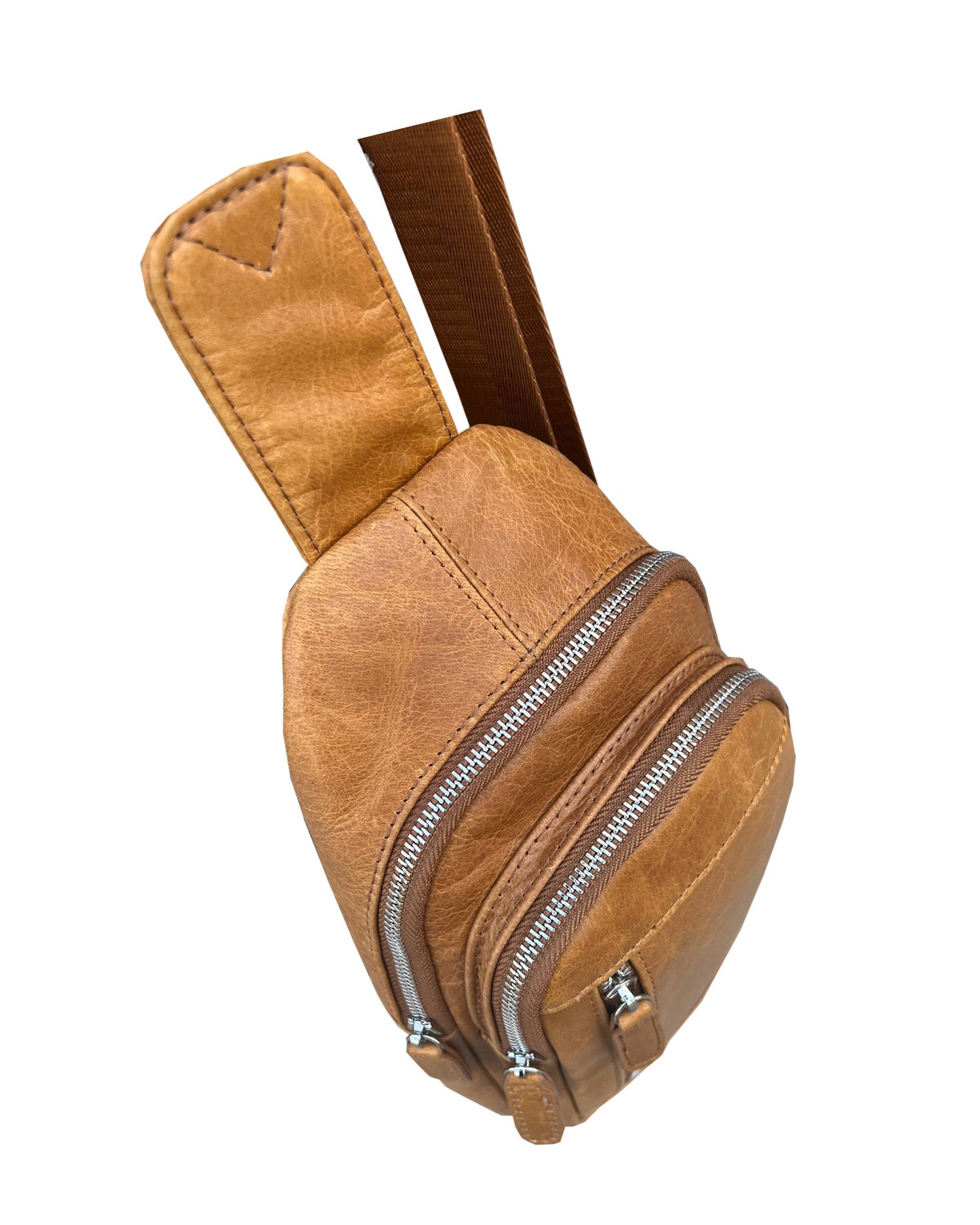Cowhide Leather Sling Bag with Adjustable Strap