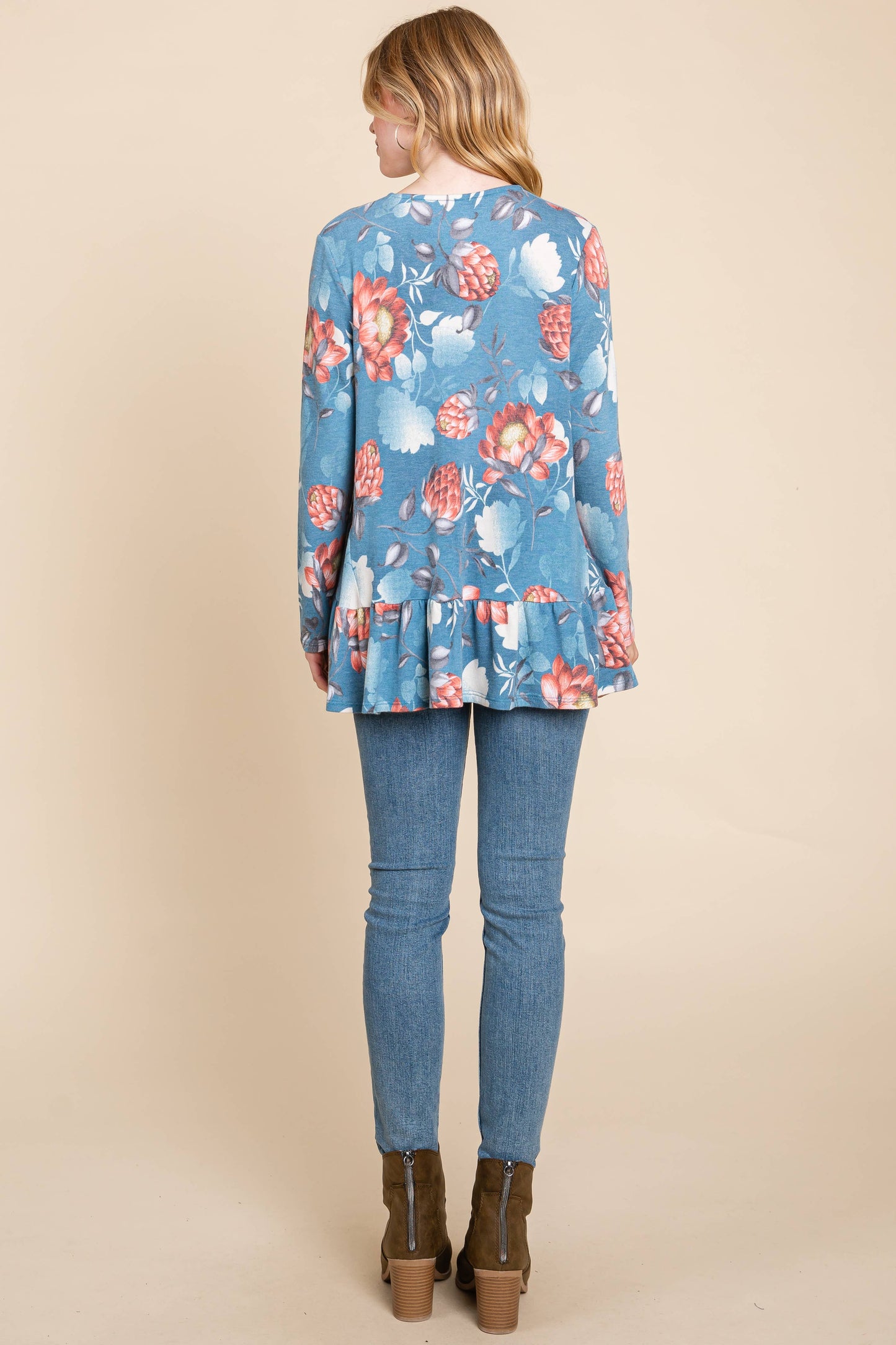 ETK-8512-PL Plus Size Floral Swing Tunic Top