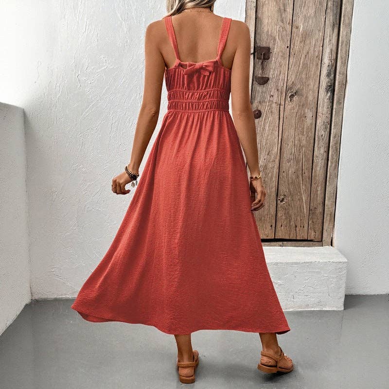 Sleeveless Textured Pleated Summer Maxi Dress