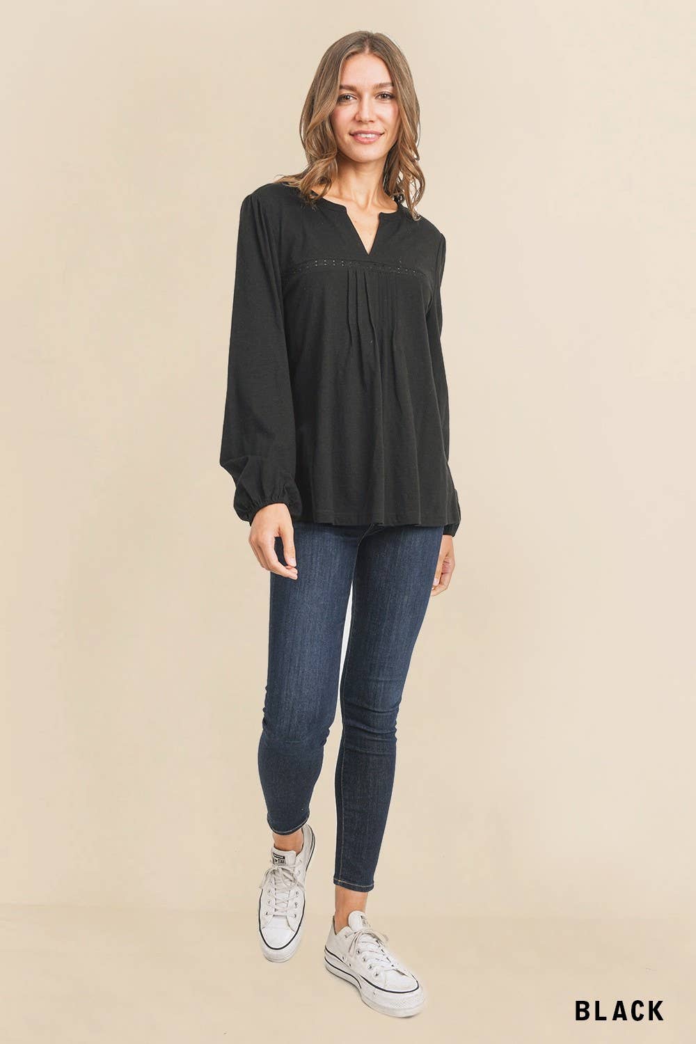 Casual Everyday Pintuck Detail Knit Top
