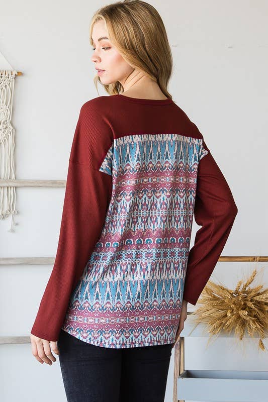 Solid Ribbed and Multi Color Top