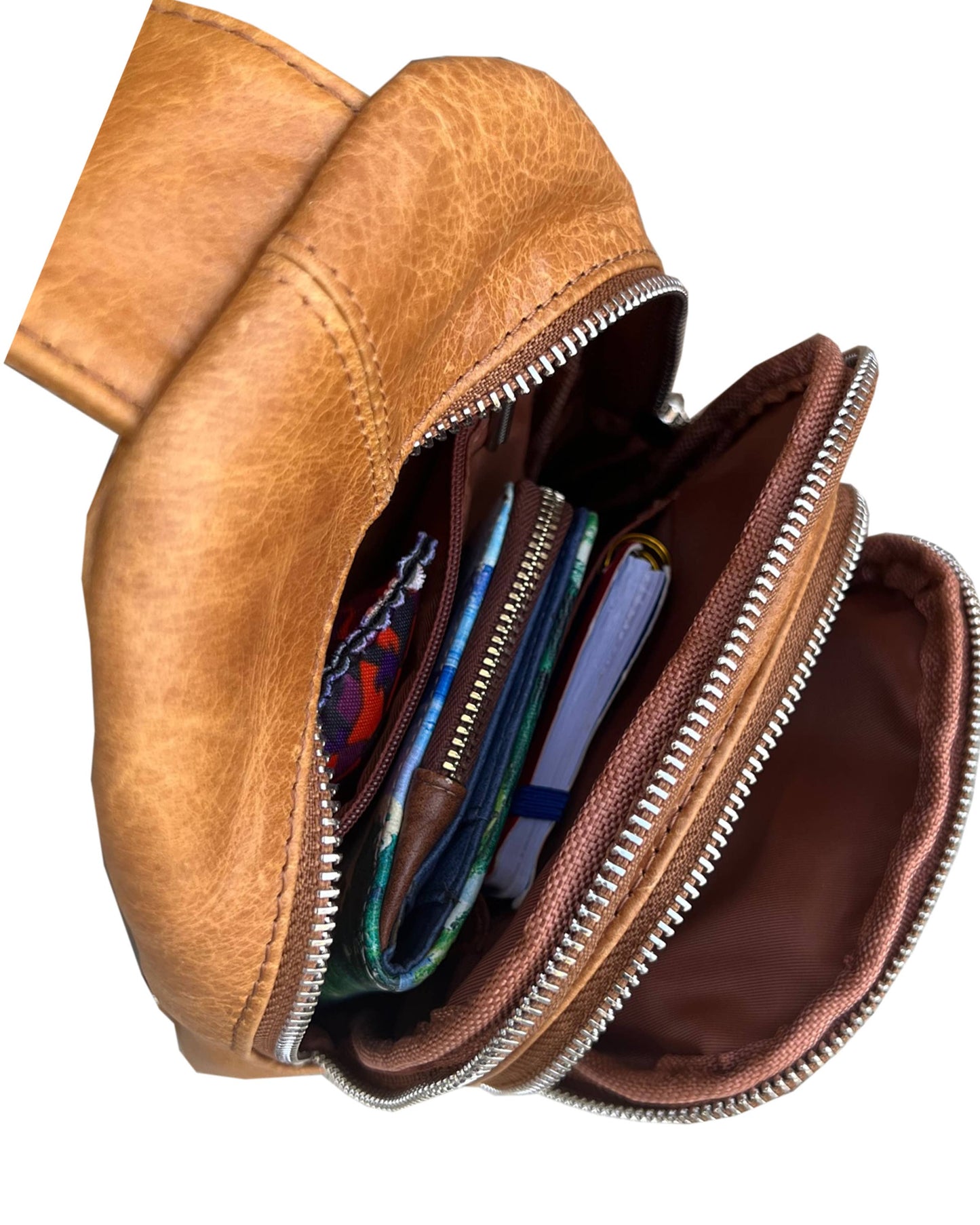 Cowhide Leather Sling Bag with Adjustable Strap
