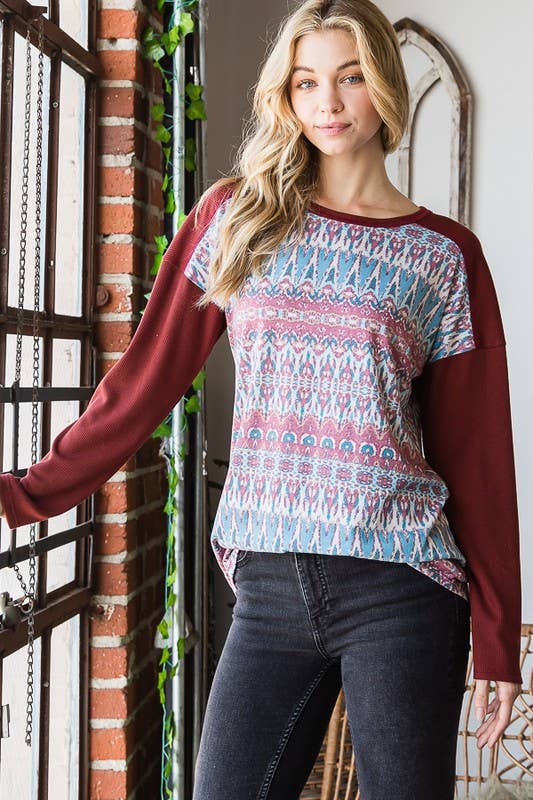 Solid Ribbed and Multi Color Top